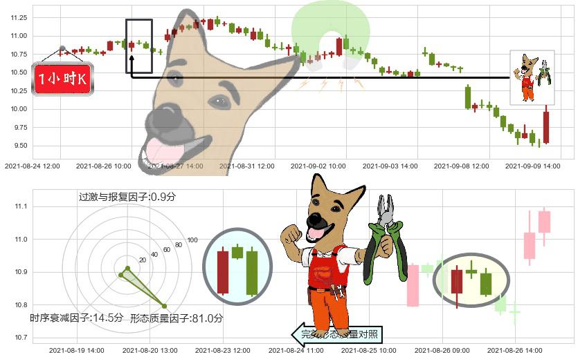 巴西石油公司(usPBR)下跌镊子线（n形磁铁）K线图-阿布量化