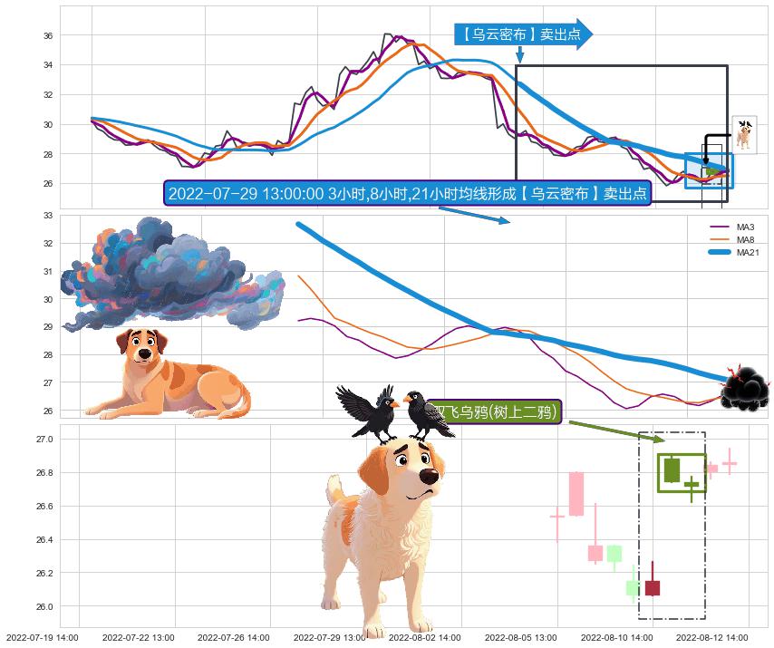 双飞乌鸦(树上二鸦)+看跌(高位倒锤头)流星线 ➕ 【乌云密布】卖出点