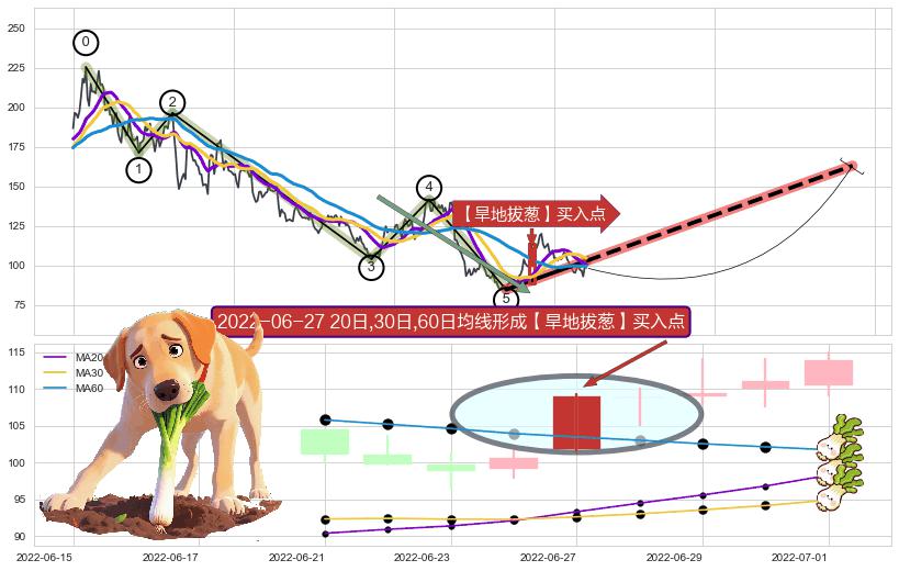 【旱地拔葱】买入点+【蛟龙出海】买入点 ➕ 调整浪ABC