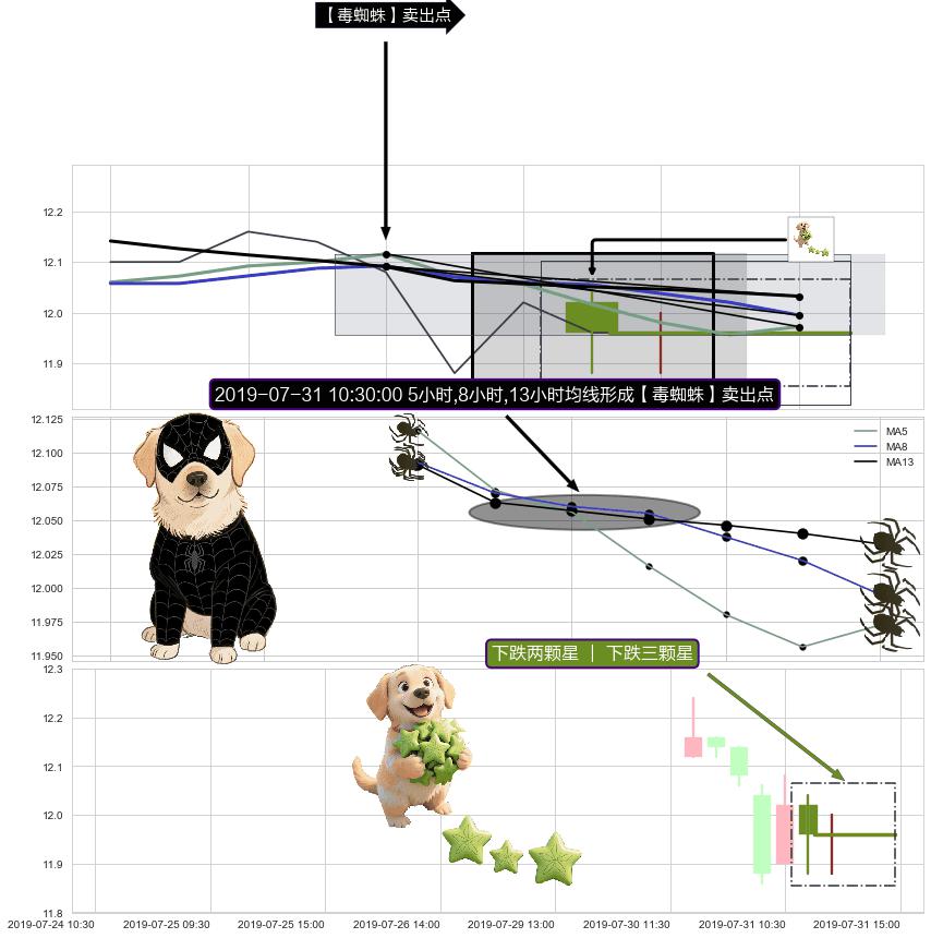 下跌两颗星 ｜ 下跌三颗星+绵绵阴跌|下跌不止 ➕ 【毒蜘蛛】卖出点