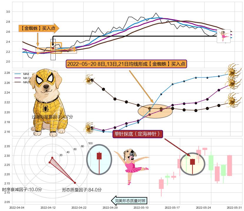 单针探底（定海神针）+下探上涨+两红夹一黑 ➕ 【金蜘蛛】买入点