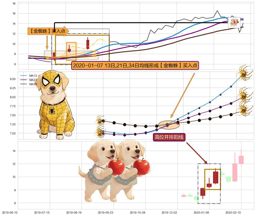高位并排阳线+旭日东升 ➕ 【金蜘蛛】买入点